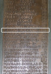 Alexander Gillone highlighted on BoS War Memorial.